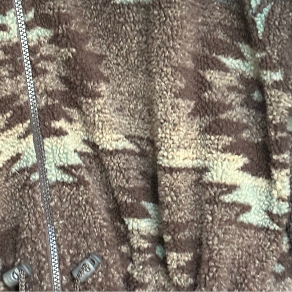 Cabela’s Green/Teal Brown  Aztec Deep Pile Fleece Zip Jacket 2XL Women’s Warm - Picture 5 of 7